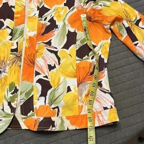 Coldwater Creek Women's Floral Orange Yellow Jacket Size L - Picture 5 of 10